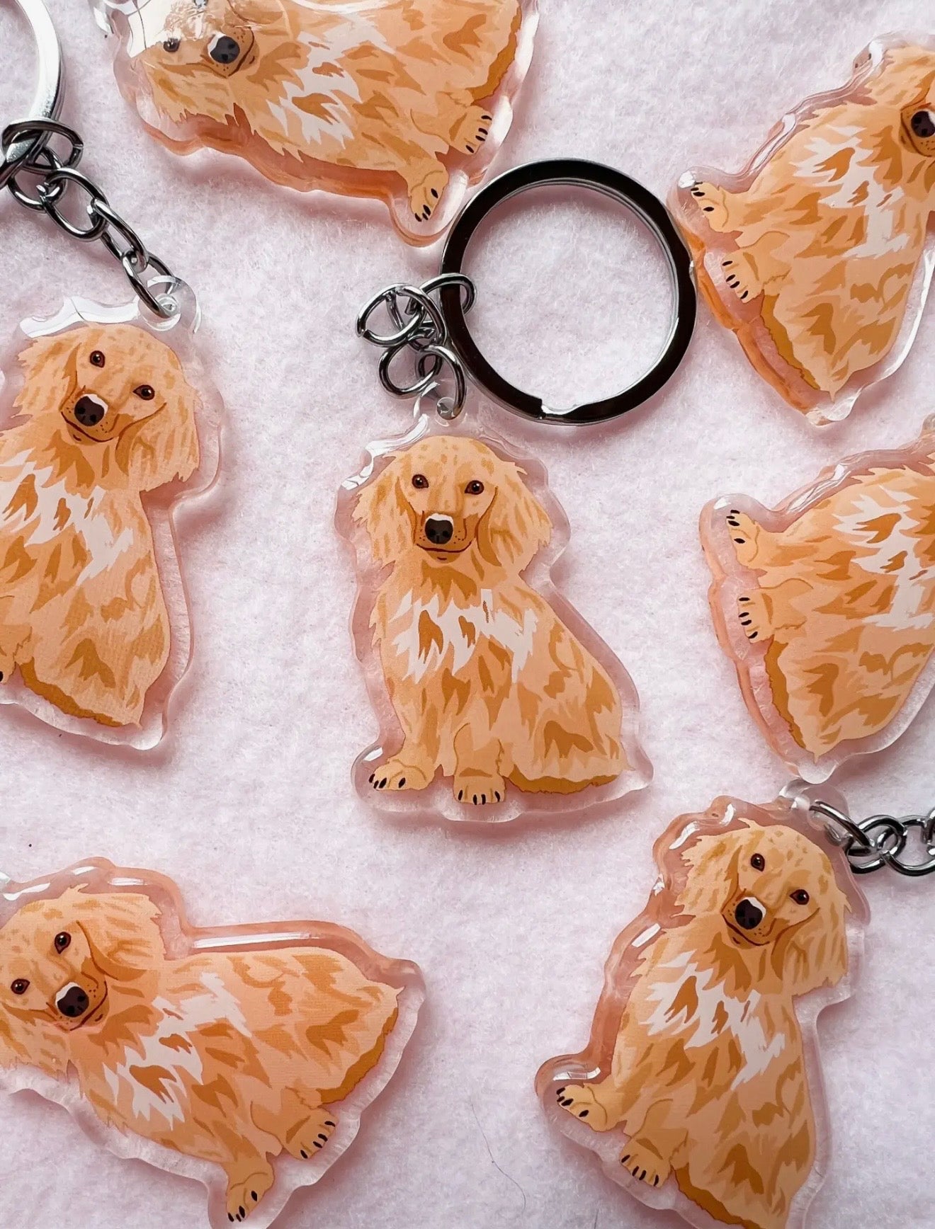 Dachshund (Long Haired English Cream) Keychain