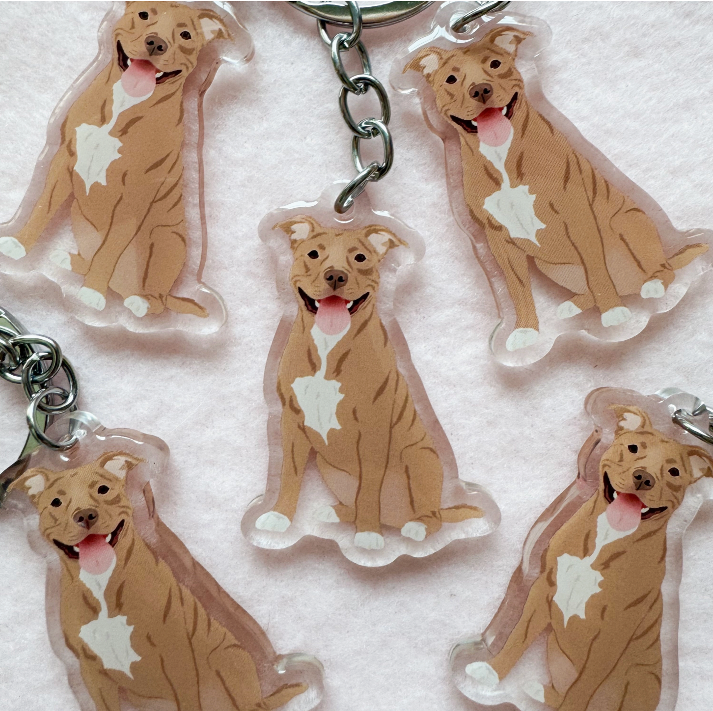 Pit Bull, Staffy (Brown/Red) Keychain