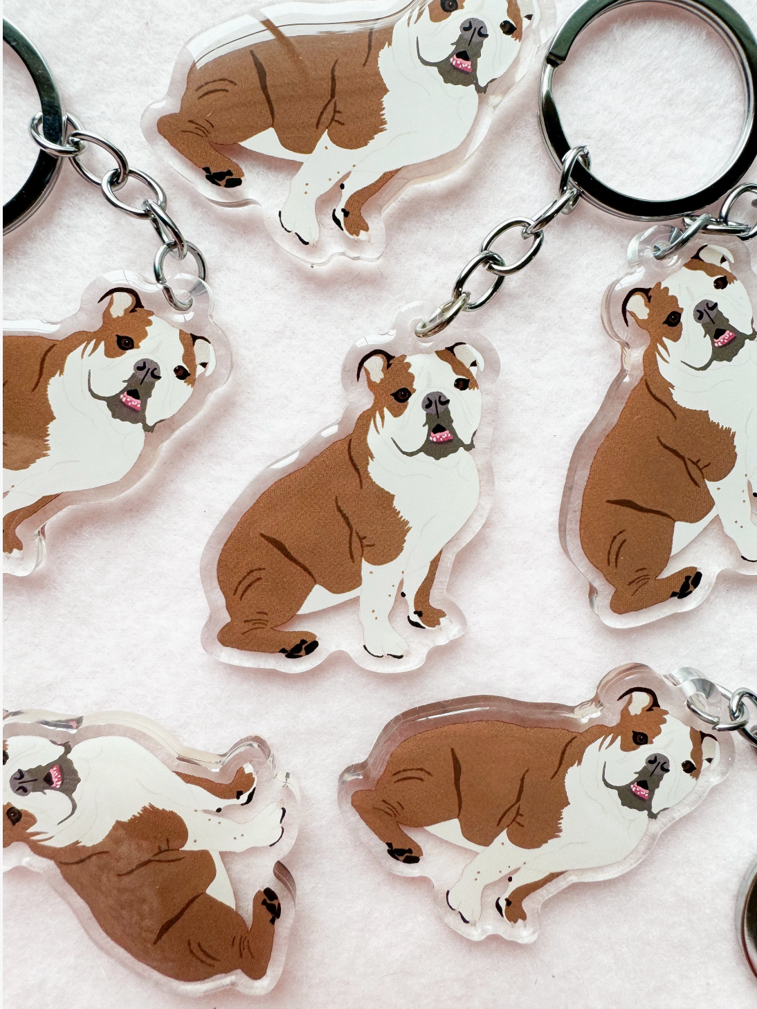 English Bulldog (Brown & White) Keychain
