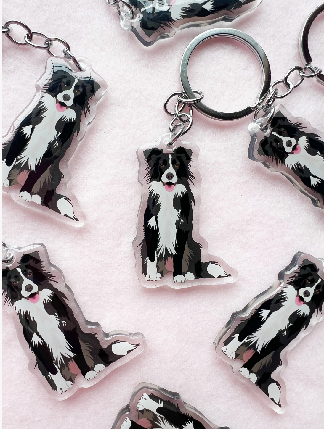 Border Collie (Black & White) Keychain