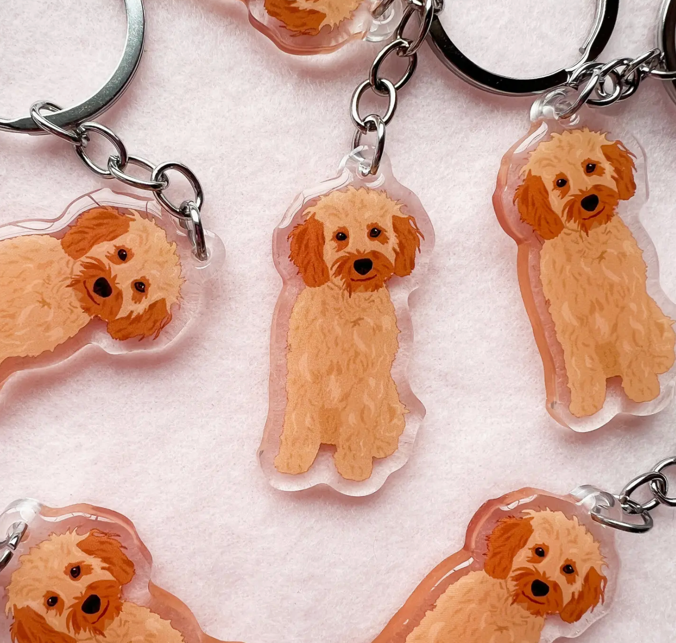 Cockapoo (Blonde), Mini Goldendoodle (Blonde), Multipoo Keychain