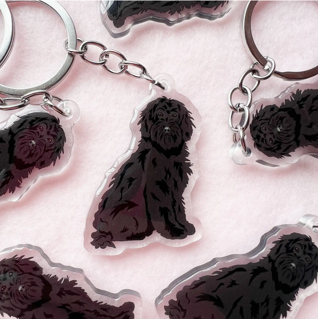 Goldendoodle (Black), Labradoodle (Black) Keychain